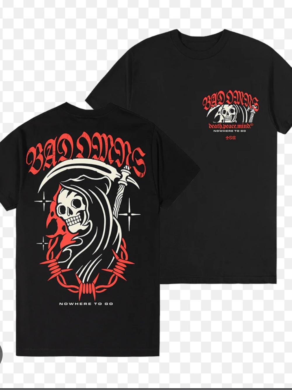 Bad Omens Graphic Tee - Black with Red & Cream Skull Design